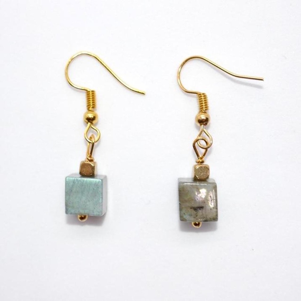 Labradorite Cube Earrings